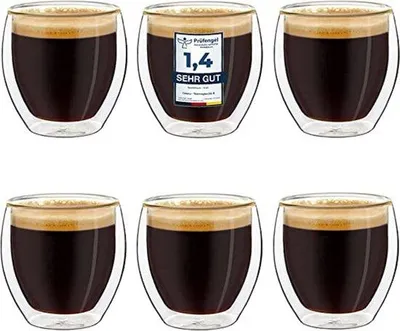 Produktbild von Famanu Latte Macchiato Gläser Doppelwandig - Set aus 6 Stück, 100 ml