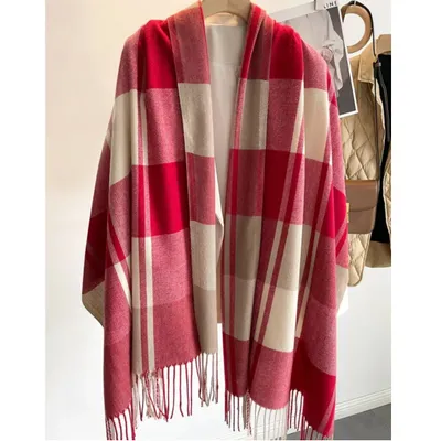 Produktbild von Eleganter roter Schal ME-33764 im Karomuster KP33764
