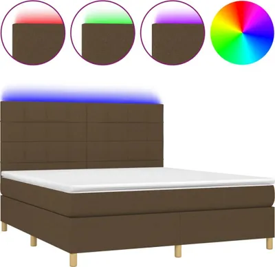 Immagine prodotto di vidaXL Letto a molle con materasso e LED in tessuto marrone scuro 160x200 cm