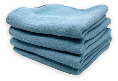 Immagine prodotto di Set di panni per ruttini per neonati Smikkels blu - mussola di Cotonelogico