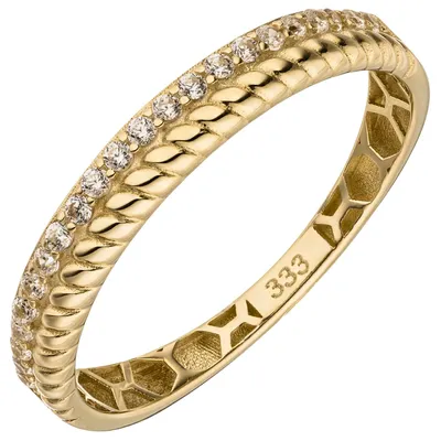 Produktbild von Ring Damenring aus 333 Gold Gelbgold mit 22 Zirkonia Breite 3,4mm Goldring Innenumfang 50mm  Ø15.9mm