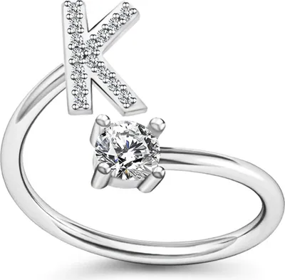 Produktbild von Verstellbarer offener Ring mit Alphabet von A bis Z für Paare, Ehering, Schmuck, Accessoire, Geschenk-K