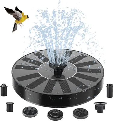 Imagen del producto de Bomba solar para estanque: fuente flotante con 6 efectos de chorro, ideal para estanques y bebederos de pájaros