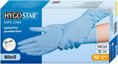 Produktbild von Hygostar Safe Long Nitril-Handschuhe Blau | 100 Stück : M Größe: M