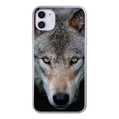 Produktbild von MuchoWow® Handyhülle Schutzhülle Hülle für iPhone 11 Wolf - Porträt - Schwarz Silikon Softcase Handy Hülle - Handytasche