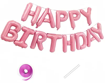 Imagen del producto de Guirnalda de cumpleaños y globos de látex, color rosa, para niñas, decoración para fiestas