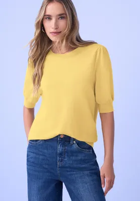 Produktbild von Street One Kurzarm-Pullover 'Pullover in Unifarbe', A303768, bloom yellow, Gr. 38