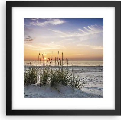 Produktbild von Gerahmtes Poster - Schwarzer Rahmen - Westen Sonne Strand - 30x30 cm - Wand Bild - Wanddeko - Wandbilder - Kunstposter - Wandposter - Bilderrahmen - Bilder - Kunstdruck - Wandbild - P2BAC30x30-4201