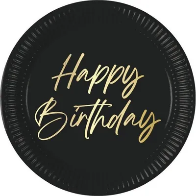 Zdjęcie produktu dla Talerzyki papierowe Happy Birthday 23cm 8szt