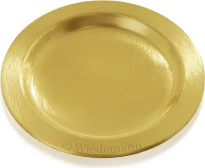 Produktbild von Kerzenteller, Dekoteller Messing Gold matt satiniert, Innen Ø 8 cm, Außen Ø 11 cm für Kerzen
