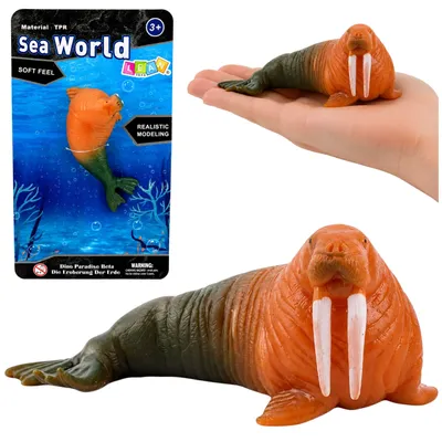 Produktbild von Walross-Gummifigur, dehnbar, realistisches Meeressäugetier, 13 cm