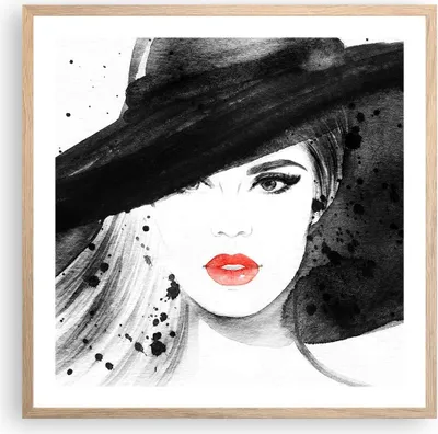 Produktbild von Gerahmtes Poster - Rahmen in heller Eiche - Frau Gesicht Lippen - 60x60 cm - Wand Bild - Wanddeko - Wandbilder - Wandposter - Bilderrahmen - Bilder - Kunstdruck - Wandbild - P2NAC60x60-3916