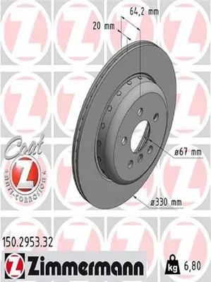 Produktbild von ZIMMERMANN Bremsscheibe Hinten Rechts für BMW 3 Touring (G21) 330mm 150.2953.32