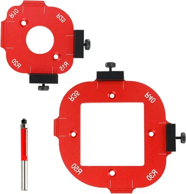 Productafbeelding van Hoekradius Freessjablonen - Radius Jig Sjabloon - Houtbewerking Hoeken Afronden - 4-in-1 Snelinrichting - R10-R50 - Zilver