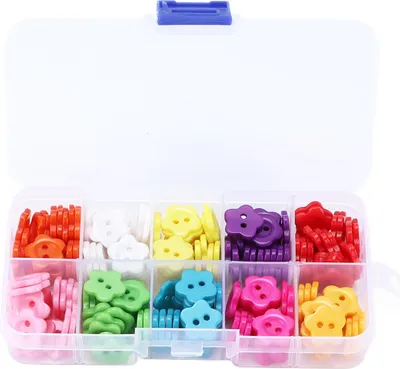 Produktbild von 200 Stück Nähknöpfe 14 mm DIY handgemachtes blumenförmiges Kleidungszubehör mit Aufbewahrungsbox