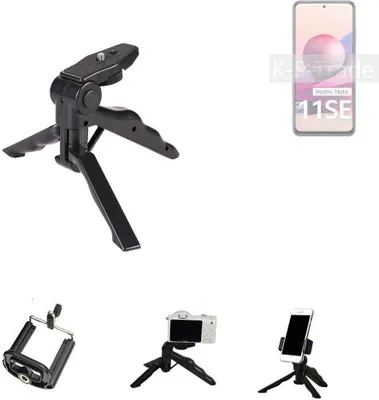 Produktbild von K-S-Trade Stativ Tisch-Ständer Dreibein Handy-Stativ Ständer kompatibel mit Xiaomi Redmi Note 11SE India Mini-Stativ Smartphone Tripod Handy-Stativ