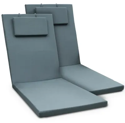 Produktbild von Beautissu 2er Set Gartenliege Auflage Loft RL, 200x60x5cm, Taubenblau