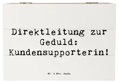 Produktbild von Mr. & Mrs. Panda Truhe Spruch Kundensupporterin Geduld 22 x 15 cm - Weiß - Geschenk, Kommunikationsfähigkeit, schatztruhe, Beruf, Hilfsbereitschaft, Support, Box, fotobox