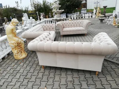 Produktbild von Designer Chesterfield Sofagarnitur Textil Beige 3+2+2 Couch Polster Sofa Couchen