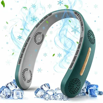 Produktbild von 4000mAh Tragbar Nackenventilator 360° Hals Ventilator USB Halsventilator,Wiederaufladbare Ventilator Grün, KI-generiertes Bild