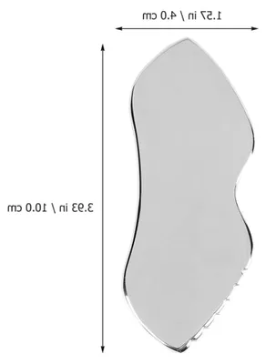Produktbild von Edelstahl Gua Sha Gesichtsmassagegerät in Lippenform mit Tasche