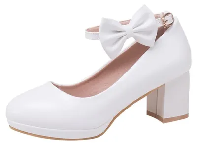 Produktbild von Damen Pumps mit Blockabsatz - Hohe Absätze - Riemchen - Schleife - EU Größe 36,5
