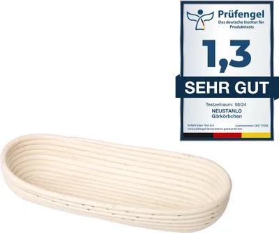 Produktbild von Neustanlo | Gärkörbchen Oval | Peddigrohr | für Teigmengen bis 1 kg | Maße 37x16 cm | gleichmäßige Gärkonditionen für perfekte Brotform