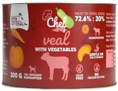 Produktbild von SYTA MICHA Chef Veal with vegetables Mono - Nassfutter für Hunde - 200g