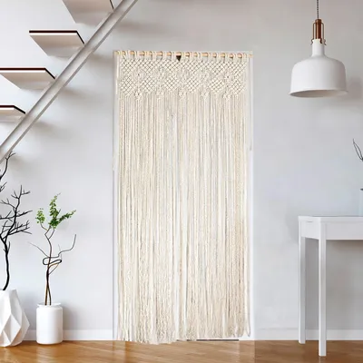 Zdjęcie produktu dla Zasłona makrama 80x200 cm, bawełna, wykonana ręcznie, gobelin do salonu