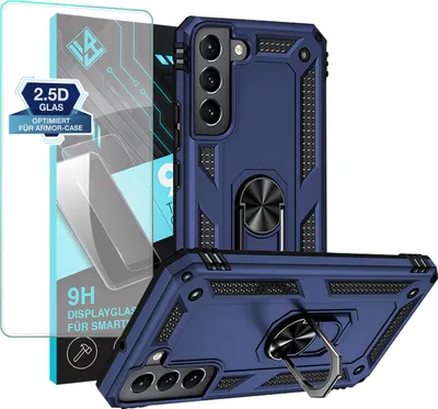 Produktbild von Armor Outdoor Handyhülle für Samsung Galaxy S22 Handy Panzer Case Schutzhülle mit 9H Displayglas Displayschutz Farbe: Blau