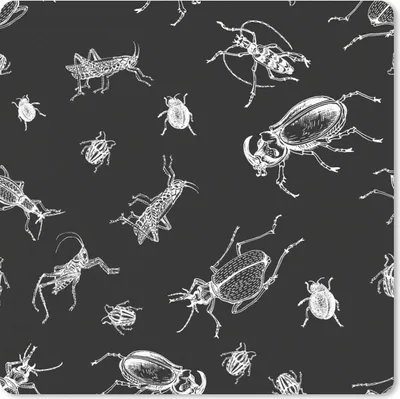 Produktbild von MuchoWow® Mauspad Mousepad Muster - Insekten - Schwarz und Weiß 20x20 cm - Mousepads - Maus Mat - Pad - Mausunterlage - Desk Mat - Bureauartikeln