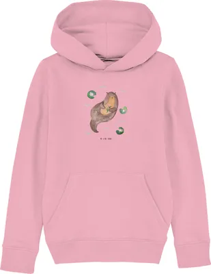 Produktbild von Mr. & Mrs. Panda Kinderpullover Otter Seerose 7-8 Jahre (122/128) - Baumwolle Pink - Geschenk, Hoodie, Seeotter, Kinderbekleidung, Fluss, Kapuzenpullover, Sweatshirt, Wasser