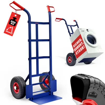 Produktbild von GARDEBRUK Sackkarre klappbar 200kg Luftbereifung Stahl Transportkarre Haltegriffe Transportroller Stapelkarre Transportwagen Handkarre blau