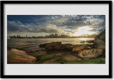 Produktbild von Bild 100x70 MDF-Rahmen Wandkunst Meer Stadtlandschaft