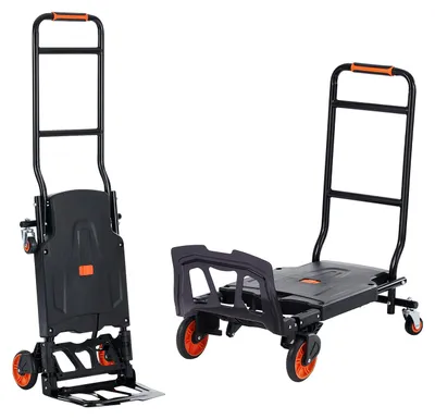 Zdjęcie produktu dla Wózek transportowy 2 w 1, składany, udźwig 136 kg. Wykonany z aluminium i stali węglowej. Wózek do transportu worków i platforma transportowa. Idealny do załadunku i transportu