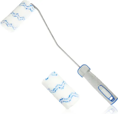 Produktbild von COM-FOUR® Farbrollenset - bestehend aus 1x Bügel und 2x Farbrolle - mittelflorige 10cm Farbwalze, 40cm Bügel, Ersatzrolle - Profi-Malerzubehör für DIY-Heimwerker