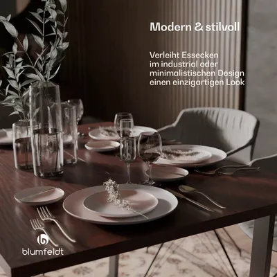 Produktbild von Blumfeldt Bearsdon Tischplatte 120x80 - Langlebige Holztischplatte, Kratzfest & Hitzebeständig, Ideal für Esszimmer - Modernes Teakholz-Finish, Perfekt für Industrielle & Minimalistische Räume