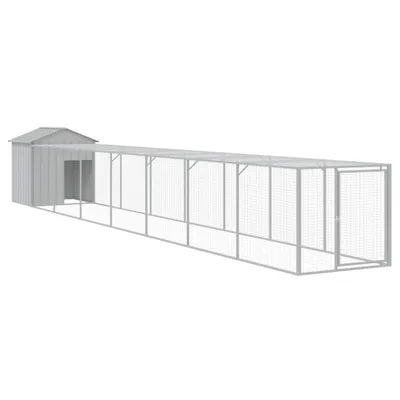 Produktbild von vidaXL Hühnerkäfig mit Auslauf Hellgrau 117x813x123 cm Stahl Verzinkt