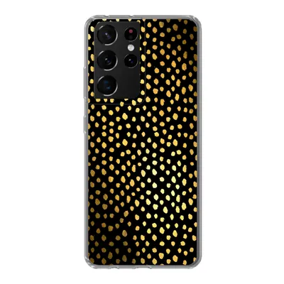 Produktbild von MuchoWow® Handyhülle Schutzhülle Hülle für Samsung Galaxy S21 Ultra Polka dots - Gold - Schwarz Silikon Softcase Handy Hülle - Mobiltelefon