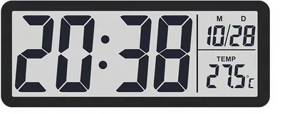 Obrázek produktu pro Elektronické nástěnné hodiny s LCD displejem, °C/°F, datum, 12/24 hodin, černé