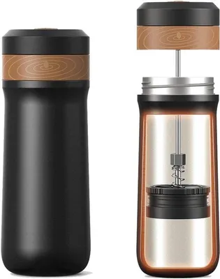 Zdjęcie produktu dla Ekspres do kawy na ryż, 340 ml, ze stali nierdzewnej, przenośny, idealny na kemping i w podróże.