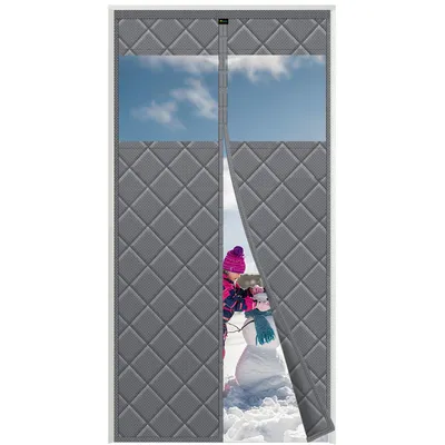 Produktbild von Türvorhang Kälteschutz Winter, Thermovorhang magnetisch, winddicht Wärmeschutzvorhang, wärmeisolierend für Wohnzimmer & Balkon, selbstklebend 90x210cm