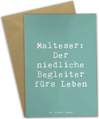 Produktbild von Mr. & Mrs. Panda Grußkarte Spruch Malteser Begleiter - Meeresbrise - Geschenk, Hunderasse, Familienhund, hochzeitskarten, Hunderassen Vielfalt, Hundeliebhaber, osterkarte