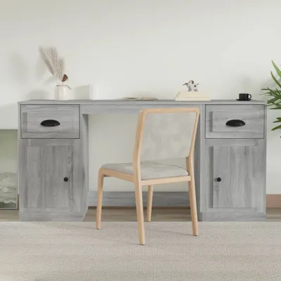 Produktbild von The Living Store Schreibtisch mit Stauraum Grau Sonoma Holzwerkstoff