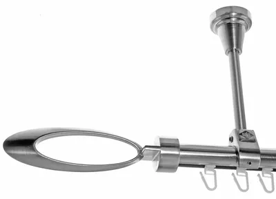 Produktbild von Innenlauf Edelstahl Look Gardinenstange 20mm Deckenträger 1-läufig, Länge wählbar D51 E85 I