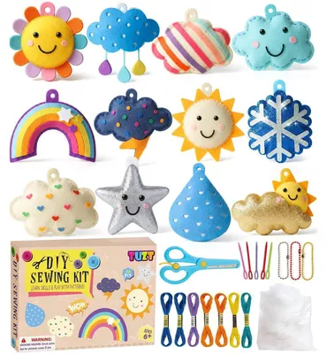 Produktbild von Nähset Kinder Wetter Monster 12er Set mit Füllwatte & Schere