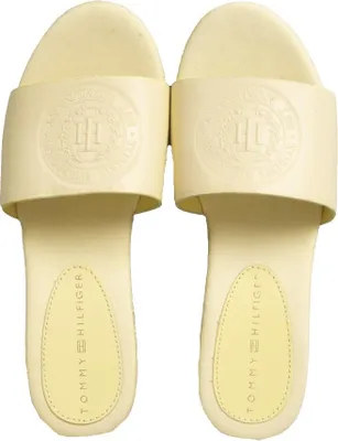 Immagine prodotto di Ciabatte donna TH TOMMY HILFIGER  zoccolo zeppa mare o piscina  articolo FW0FW06241 feminnie mid heel clog sandal, EUR 37 - UK 4 - USA 6,5 - CM 23,5, Cotone 40%,Pelle 60%