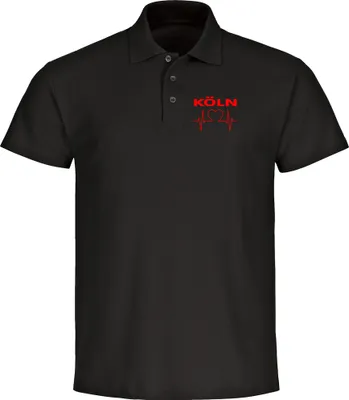Produktbild von multifanshop Poloshirt - Köln - Herzschlag, schwarz, Größe S