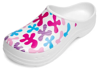 Image de Sabots de jardin pour femmes, ultra-légers en EVA, à motifs, LA-CA-ComoHappyWoman (Blanc/Pop Art, 36)