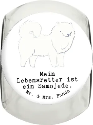 Produktbild von Mr. & Mrs. Panda Dose Samojede Lebensretter L 870ml - Weiß - Geschenk, Aufbewahrungsdose, Samojedenspitz, Keksdose, Glasdose, Bonbonglas, Samojedenhund, Vorratsglas
